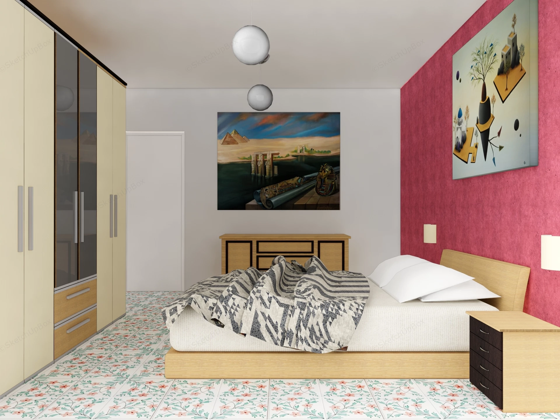Small Adult Bedroom sketchup model preview - SketchupBox