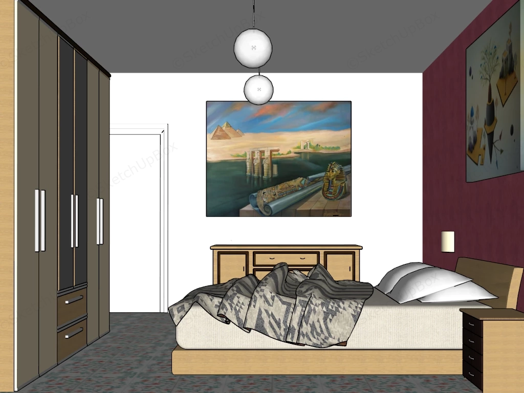 Small Adult Bedroom sketchup model preview - SketchupBox