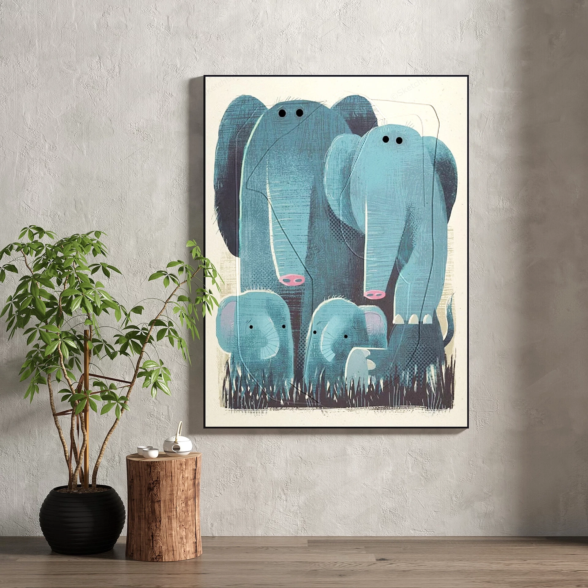 Art Deco Accent Wall sketchup model preview - SketchupBox