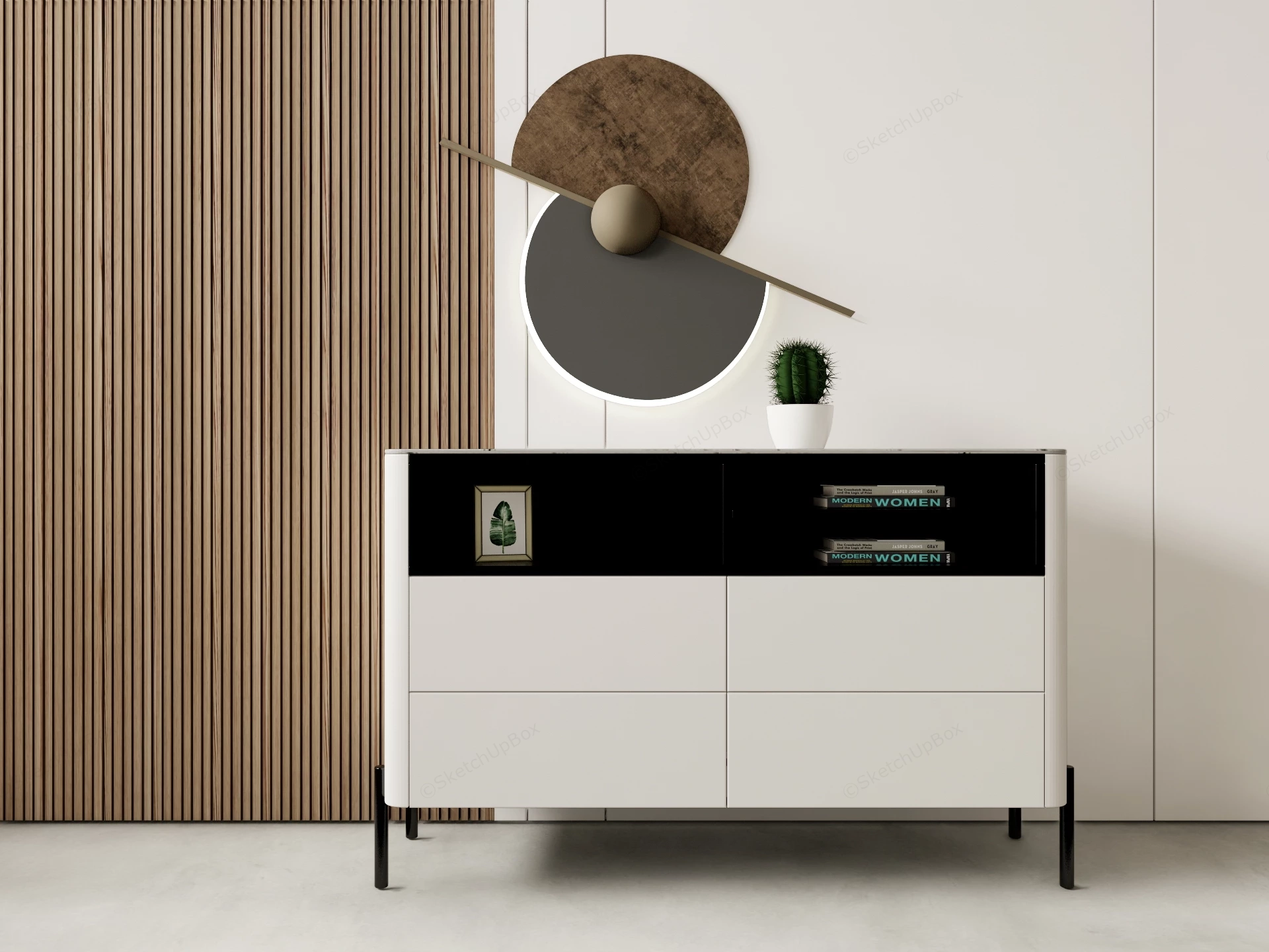 White Accent Console Cabinet sketchup model preview - SketchupBox