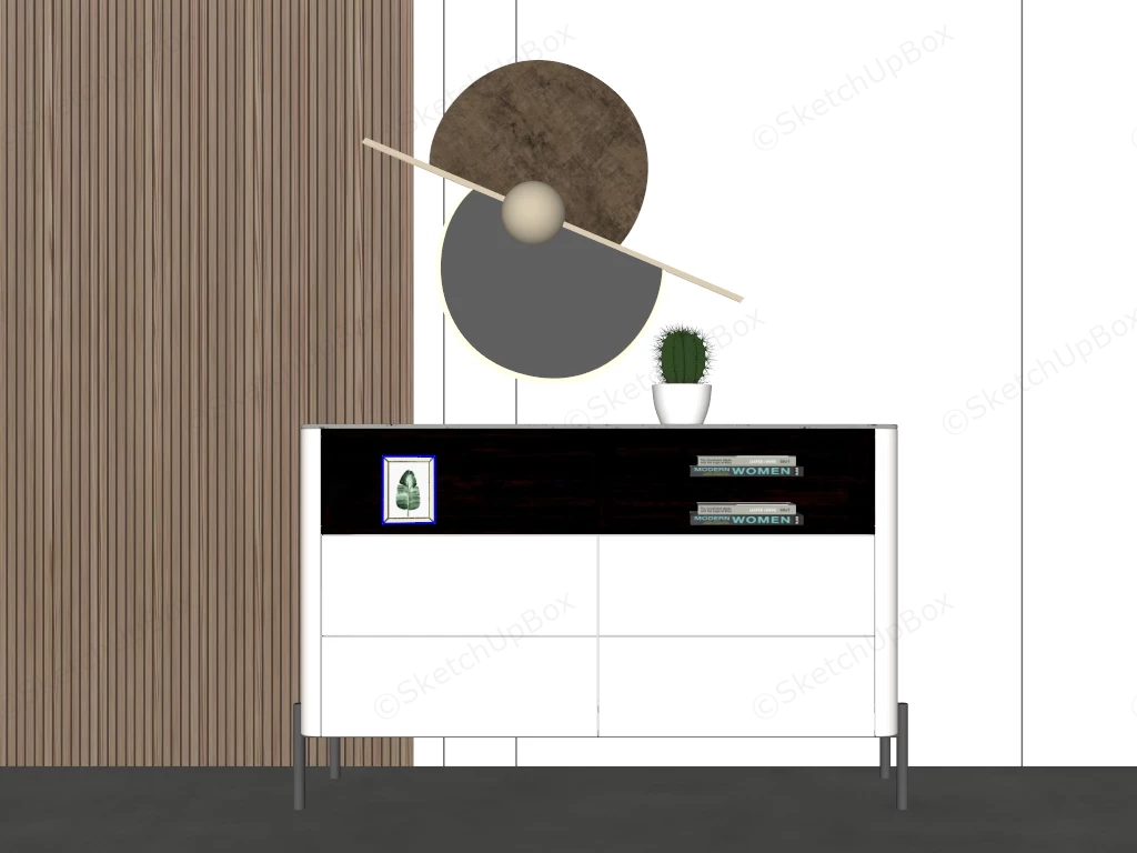 White Accent Console Cabinet sketchup model preview - SketchupBox