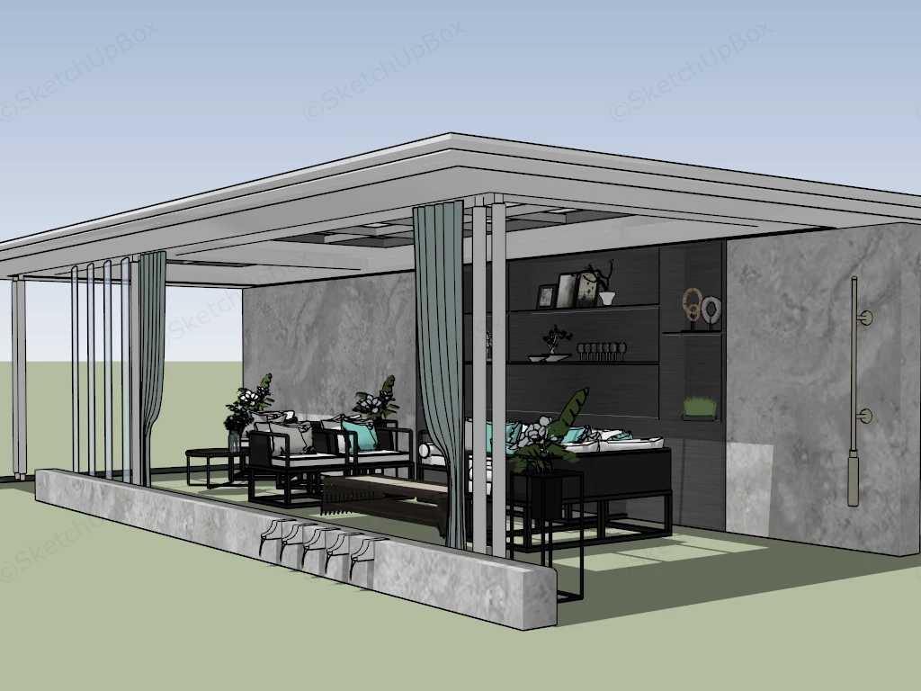 Patio Bar Pavilion sketchup model preview - SketchupBox
