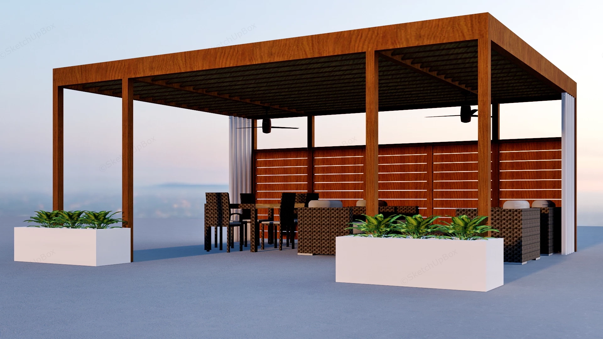 Natural Wood Pergola Design sketchup model preview - SketchupBox