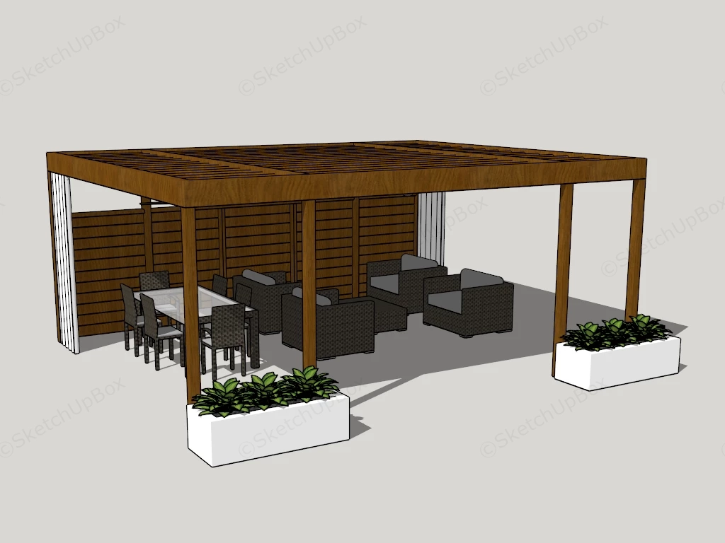 Natural Wood Pergola Design sketchup model preview - SketchupBox