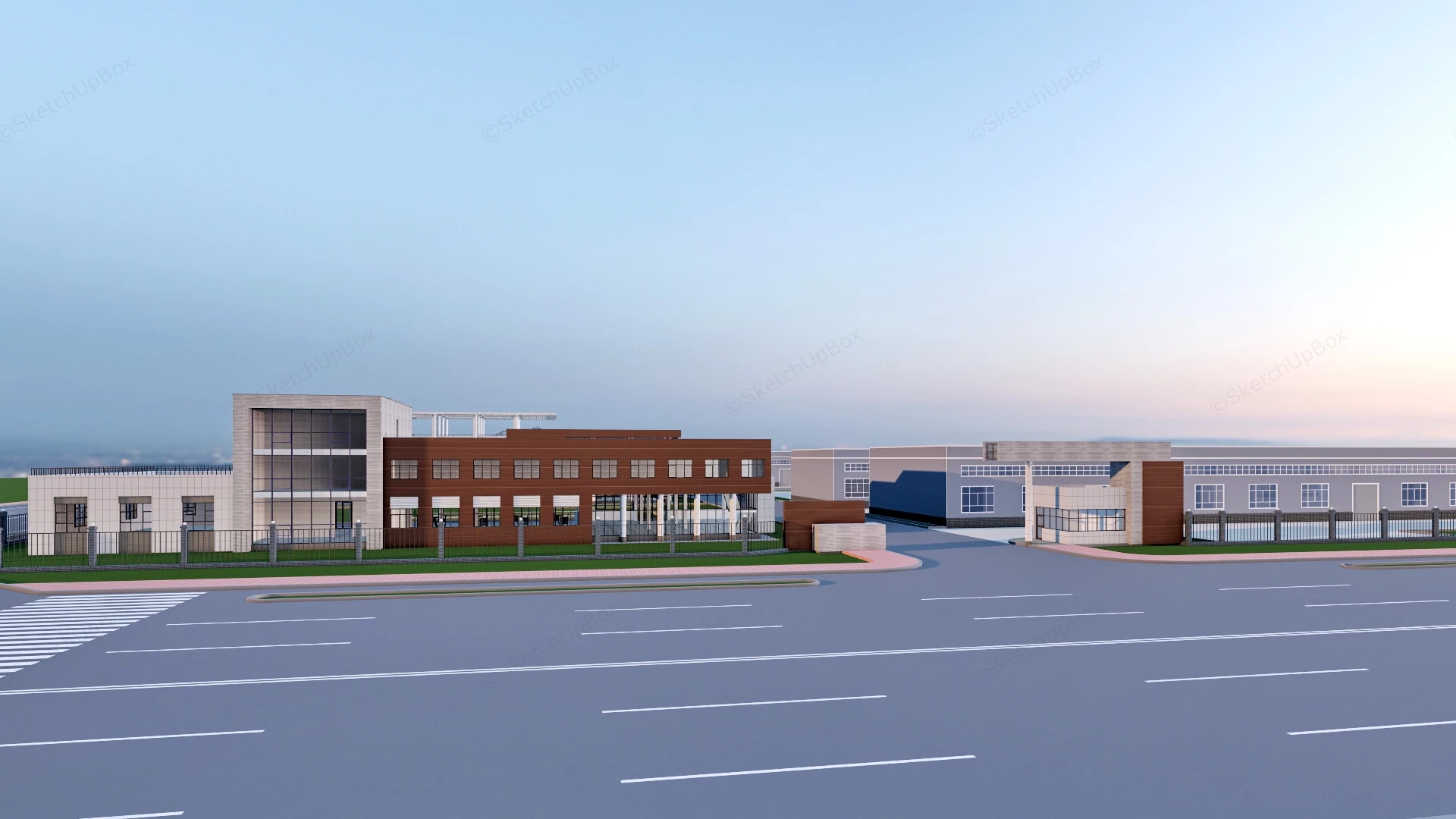 Contemporary Factory Buildings sketchup model preview - SketchupBox