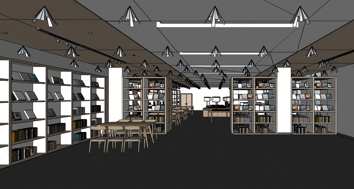 School Library Interior Design sketchup model preview - SketchupBox