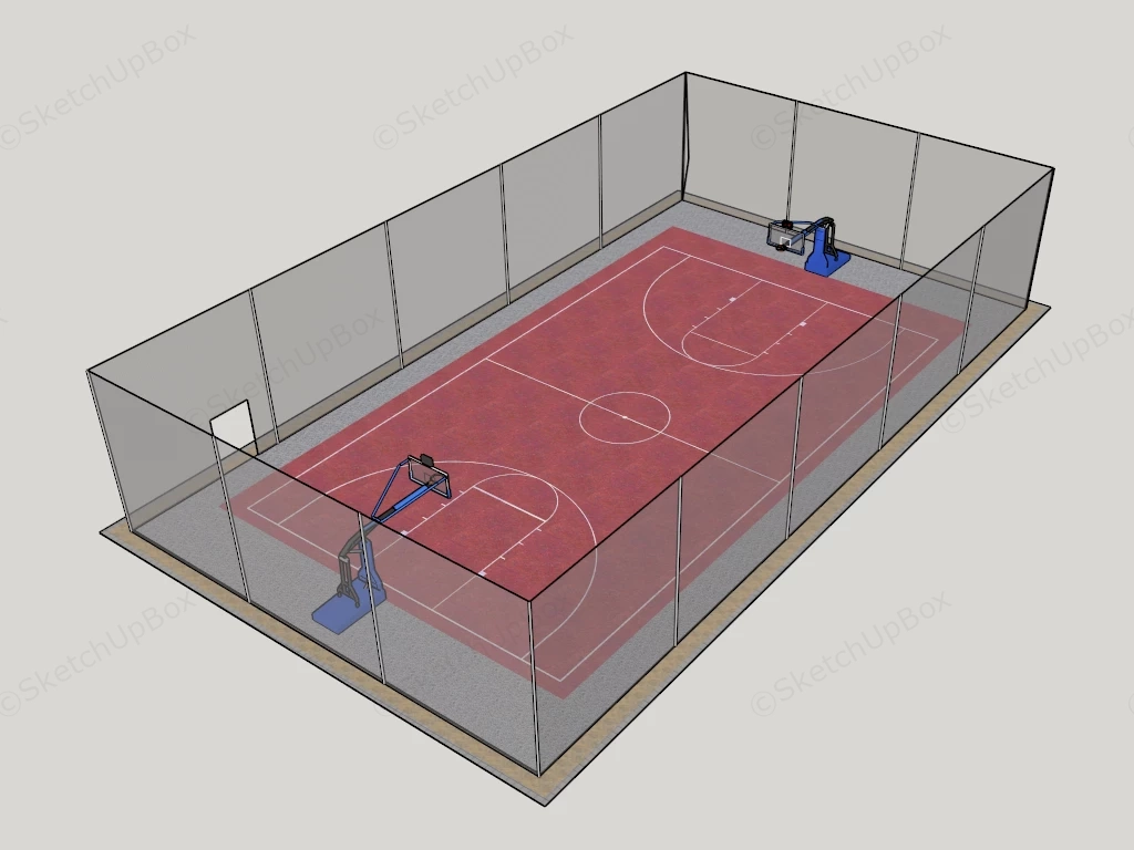 Basketball Court With Fence sketchup model preview - SketchupBox