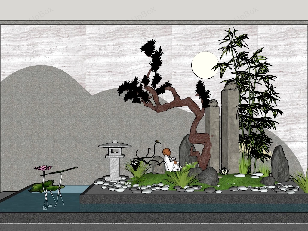Backyard Small Zen Garden Ideas sketchup model preview - SketchupBox