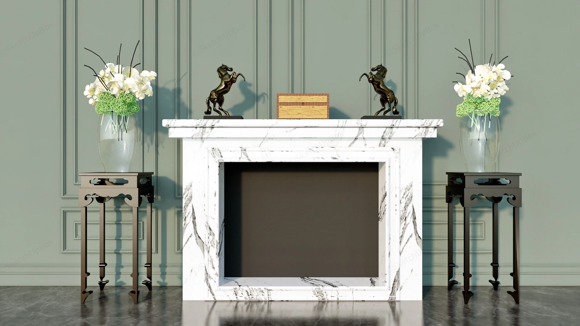 White Marble Fireplace sketchup model preview - SketchupBox