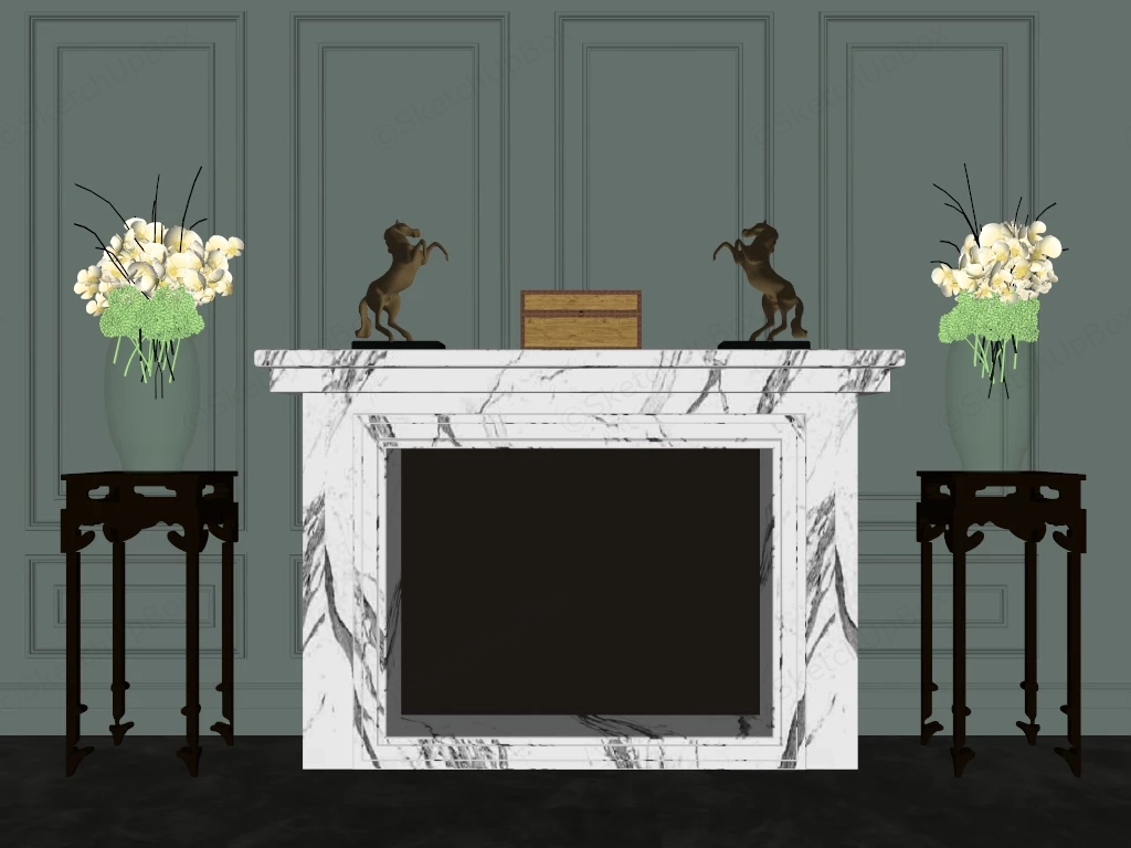 White Marble Fireplace sketchup model preview - SketchupBox