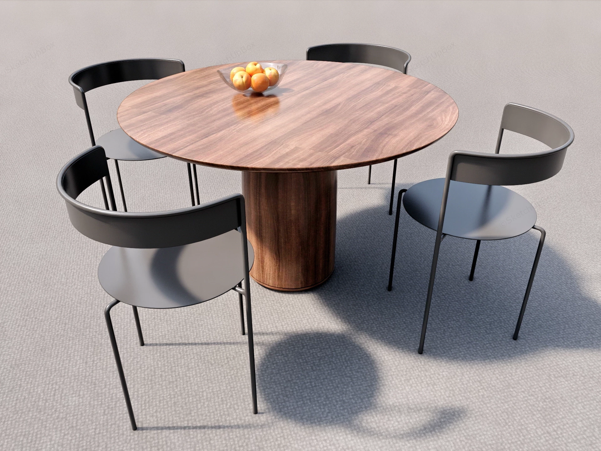 5 Piece Round Industrial Dining Set sketchup model preview - SketchupBox