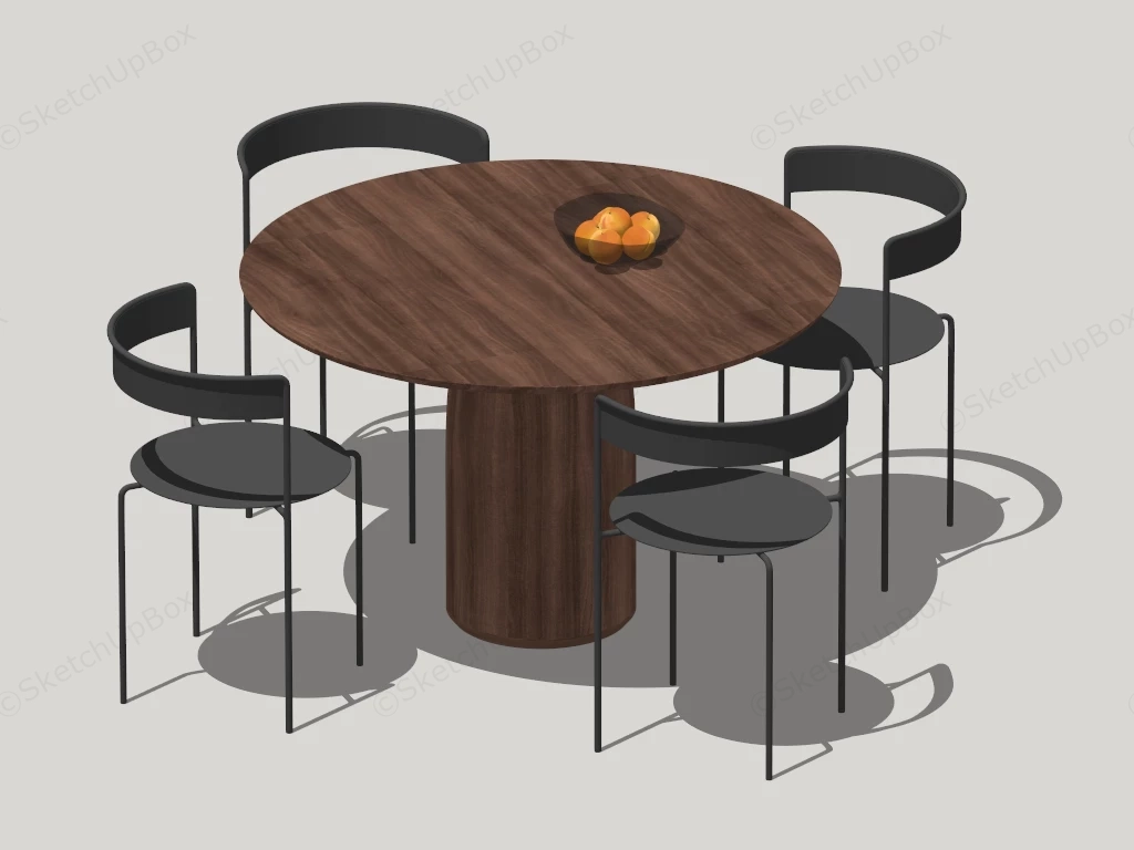 5 Piece Round Industrial Dining Set sketchup model preview - SketchupBox