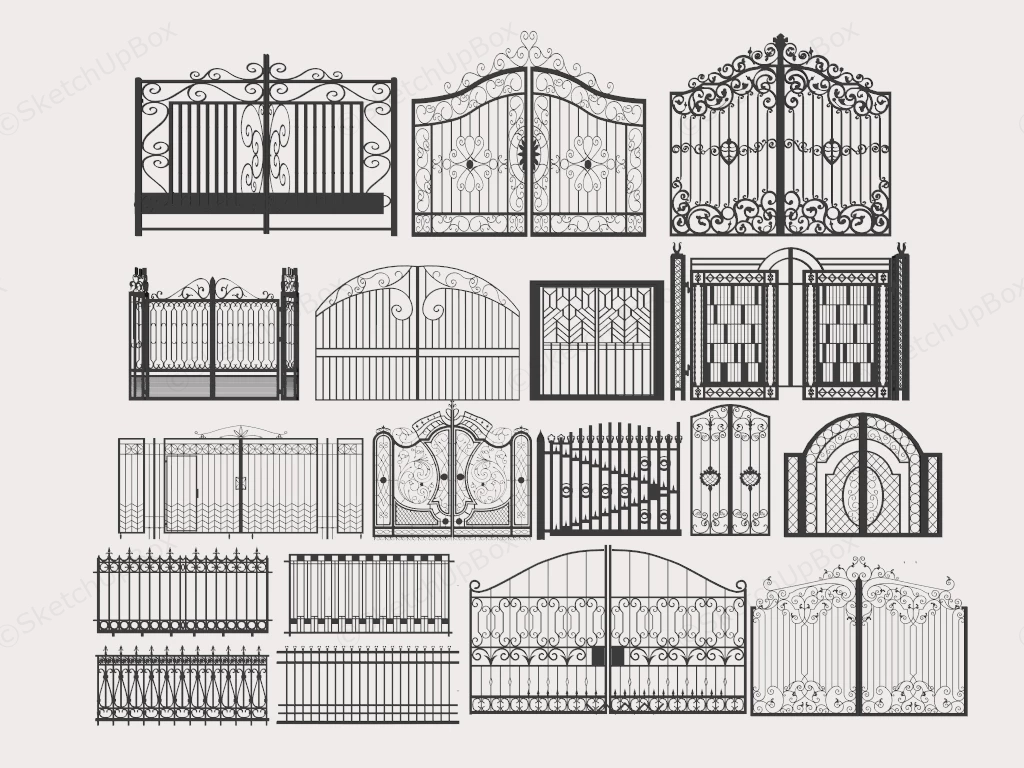 Wrought Iron Fences & Gates sketchup model preview - SketchupBox