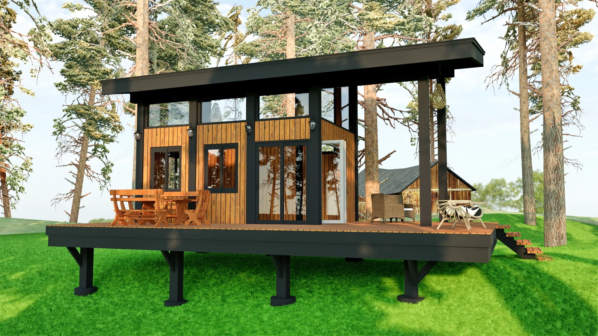 Small Cabin Deck sketchup model preview - SketchupBox