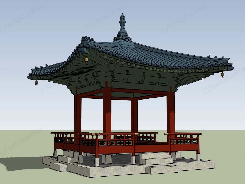 Ancient Chinese Pavilion sketchup model preview - SketchupBox