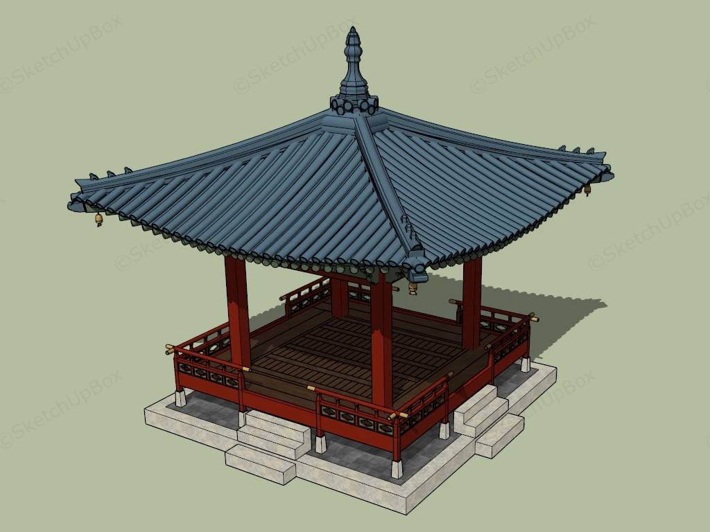 Ancient Chinese Pavilion sketchup model preview - SketchupBox