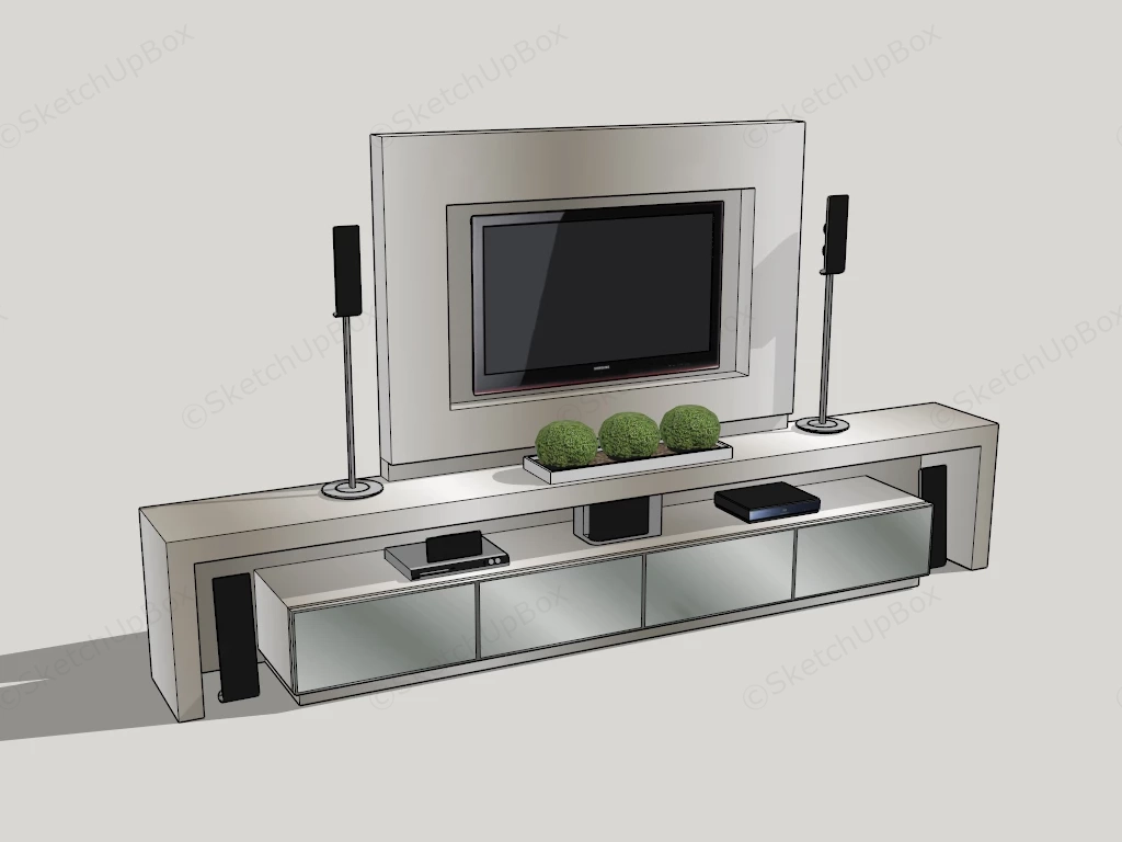 Entertainment Center Console sketchup model preview - SketchupBox