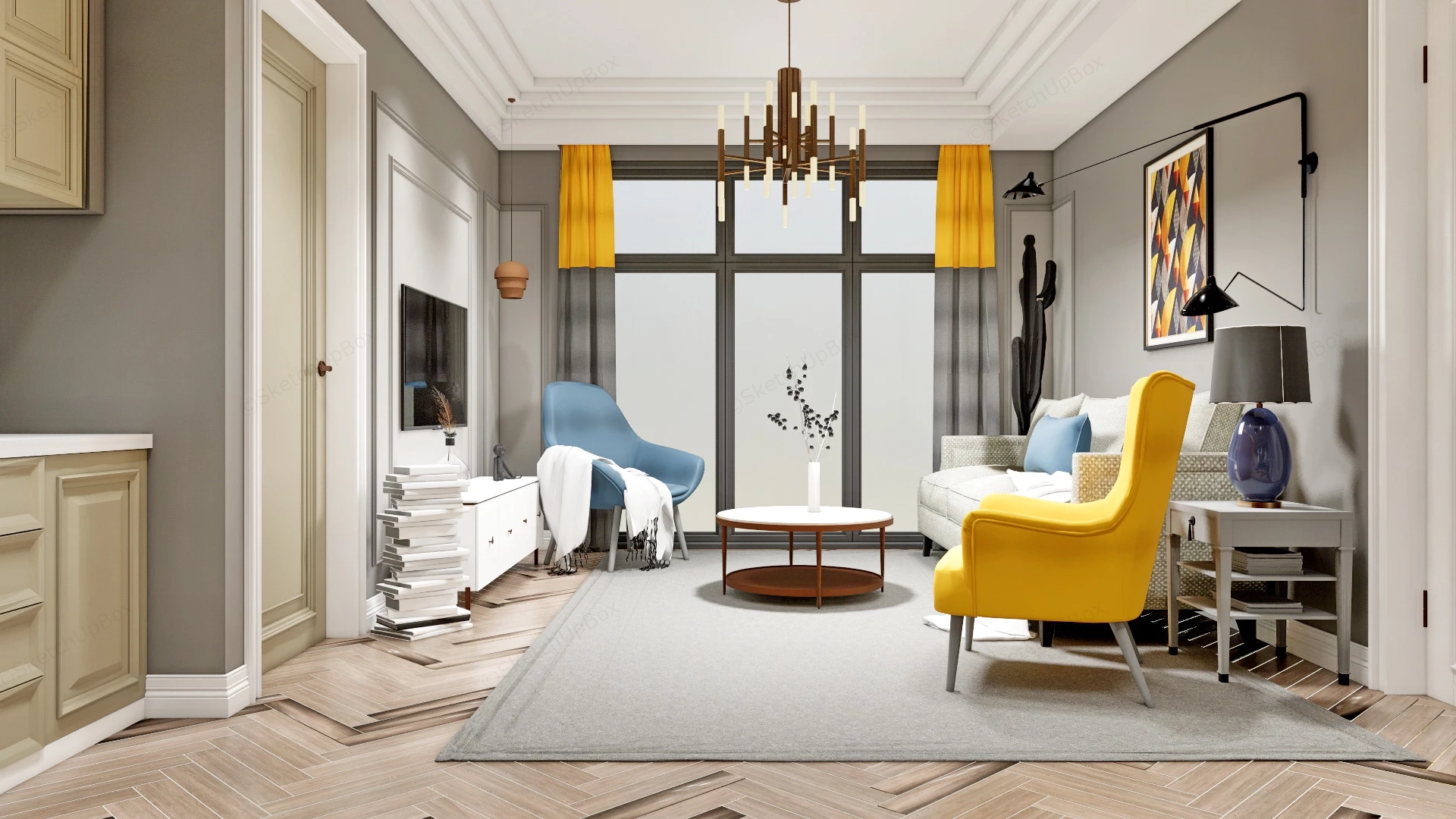 Small Living Room Design sketchup model preview - SketchupBox