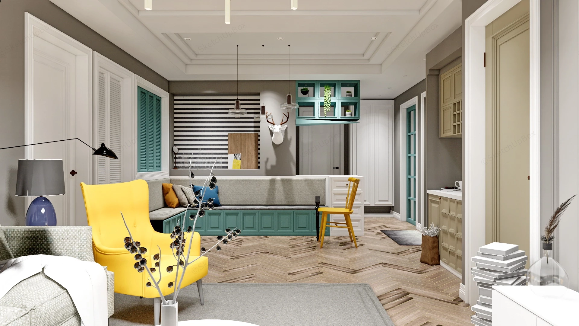 Small Living Room Design sketchup model preview - SketchupBox