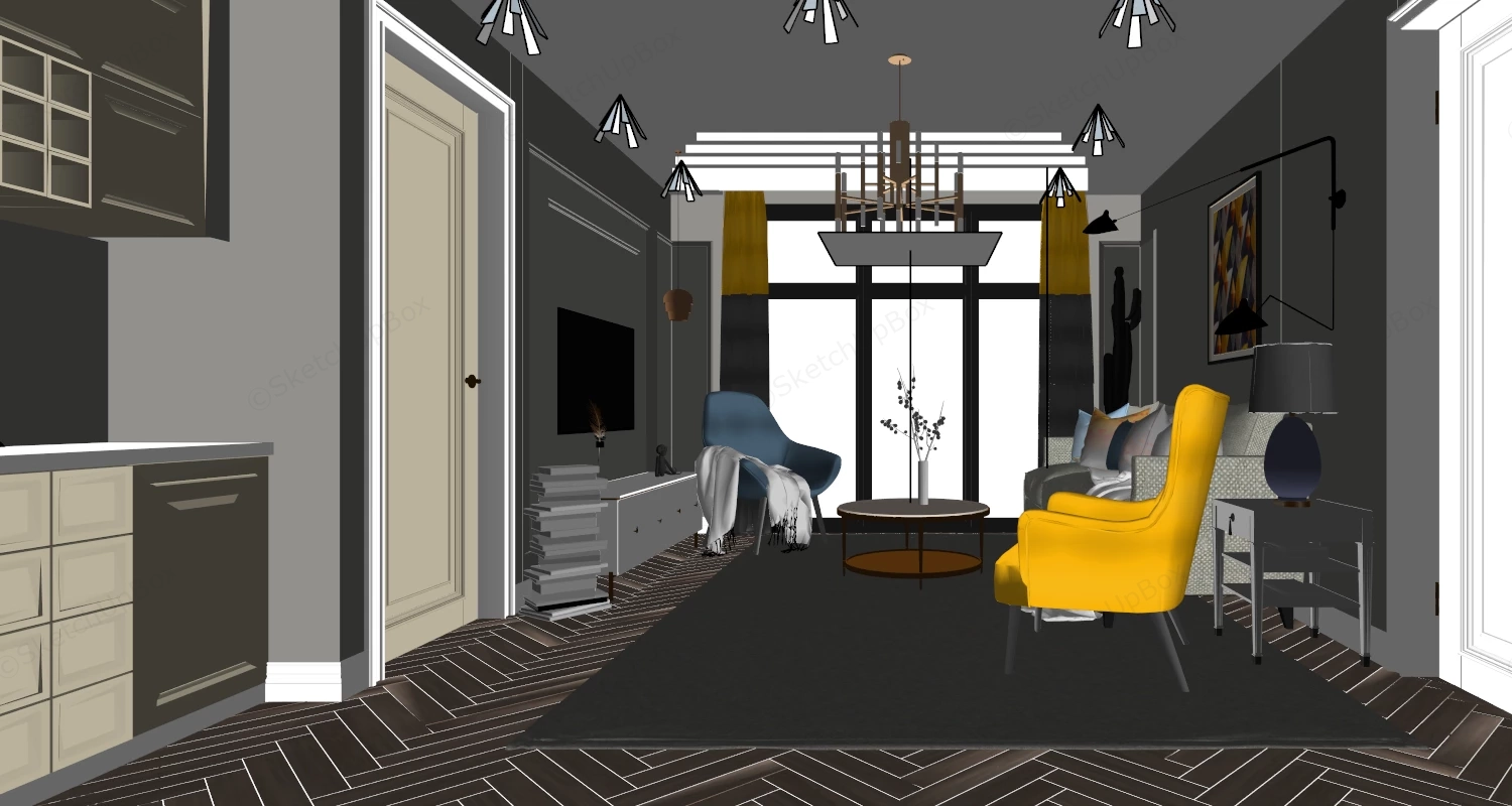 Small Living Room Design sketchup model preview - SketchupBox