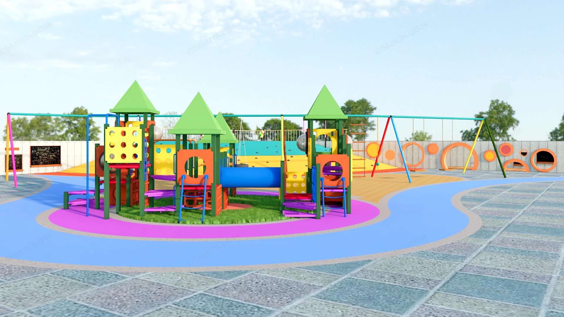 Community Park Playground Equipment sketchup model preview - SketchupBox