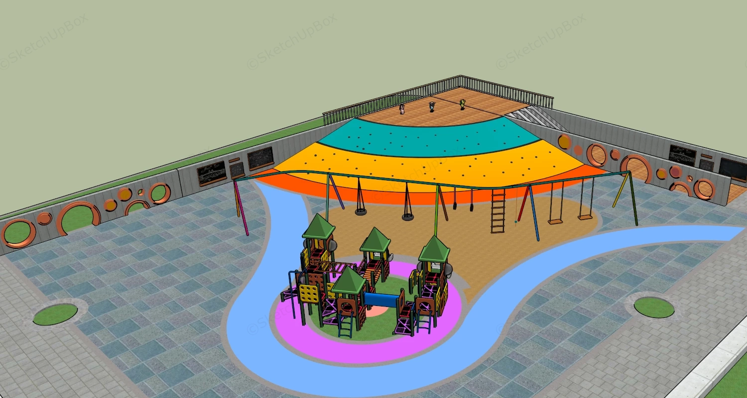Community Park Playground Equipment sketchup model preview - SketchupBox