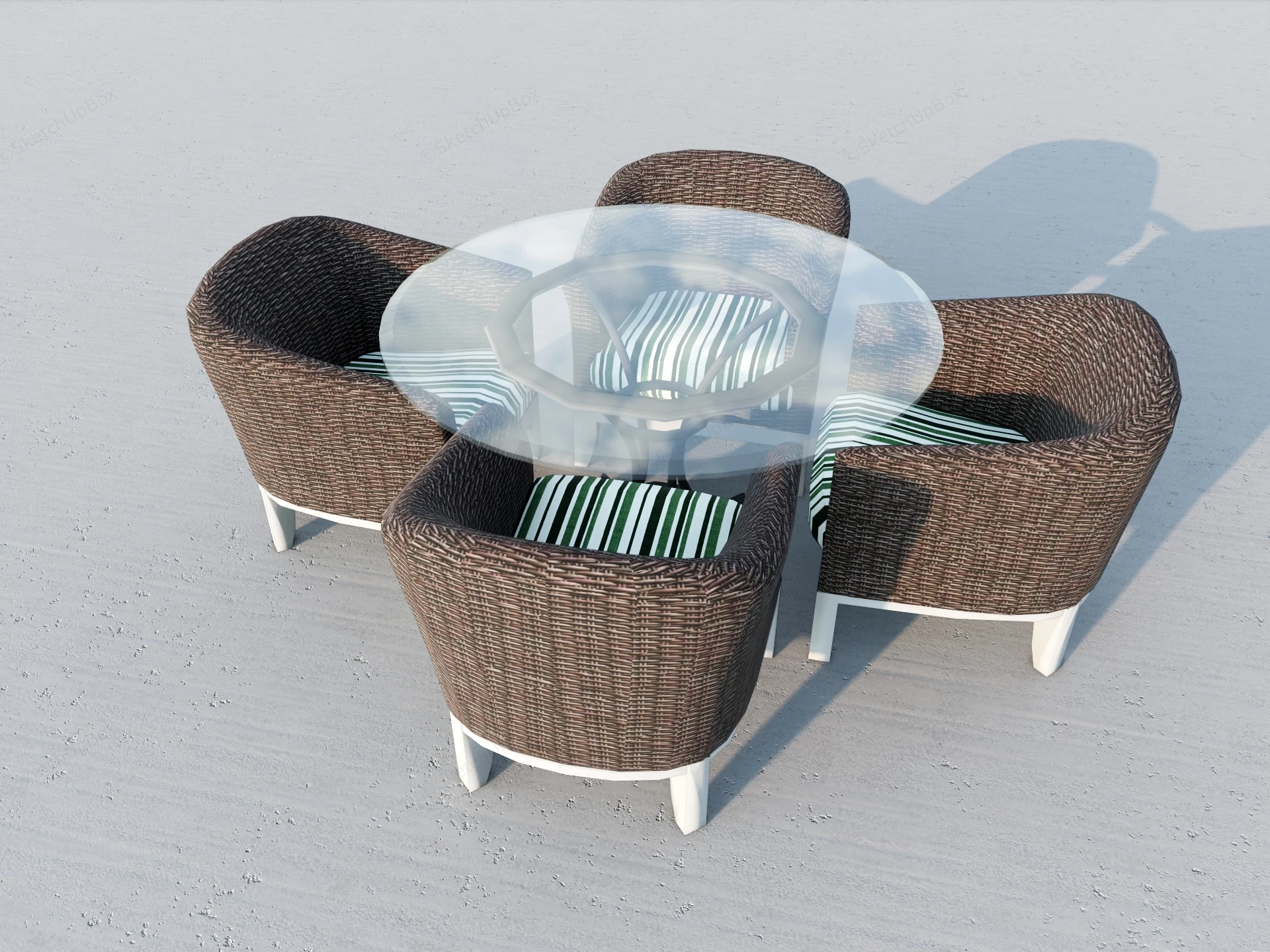 5 Piece Outdoor Wicker Dining Set sketchup model preview - SketchupBox