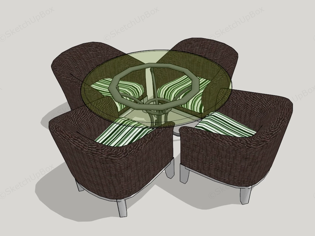 5 Piece Outdoor Wicker Dining Set sketchup model preview - SketchupBox