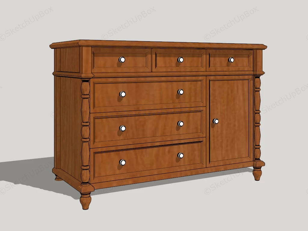 Vintage Style Dresser sketchup model preview - SketchupBox