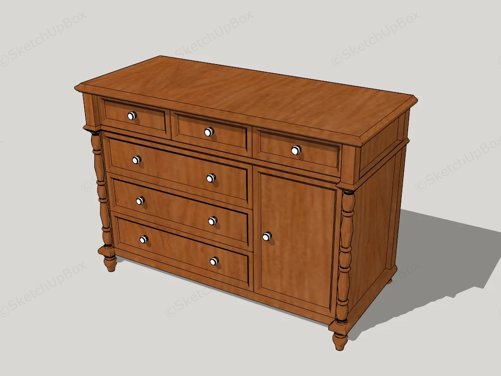 Vintage Style Dresser sketchup model preview - SketchupBox