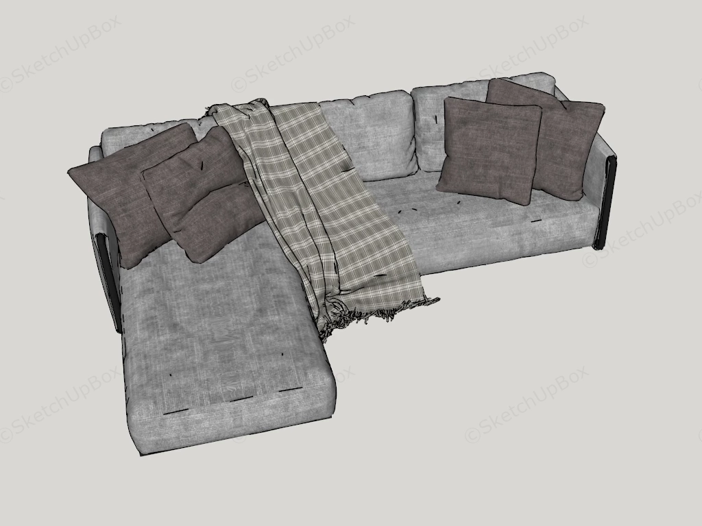 Modern L Shaped Sofa sketchup model preview - SketchupBox