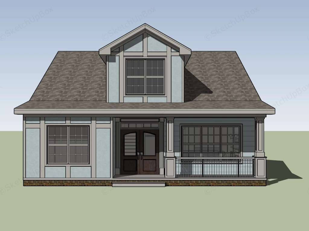 Small Craftsman House sketchup model preview - SketchupBox