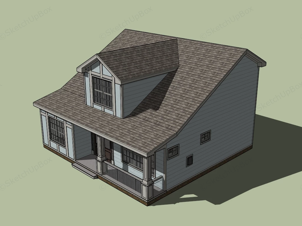 Small Craftsman House sketchup model preview - SketchupBox