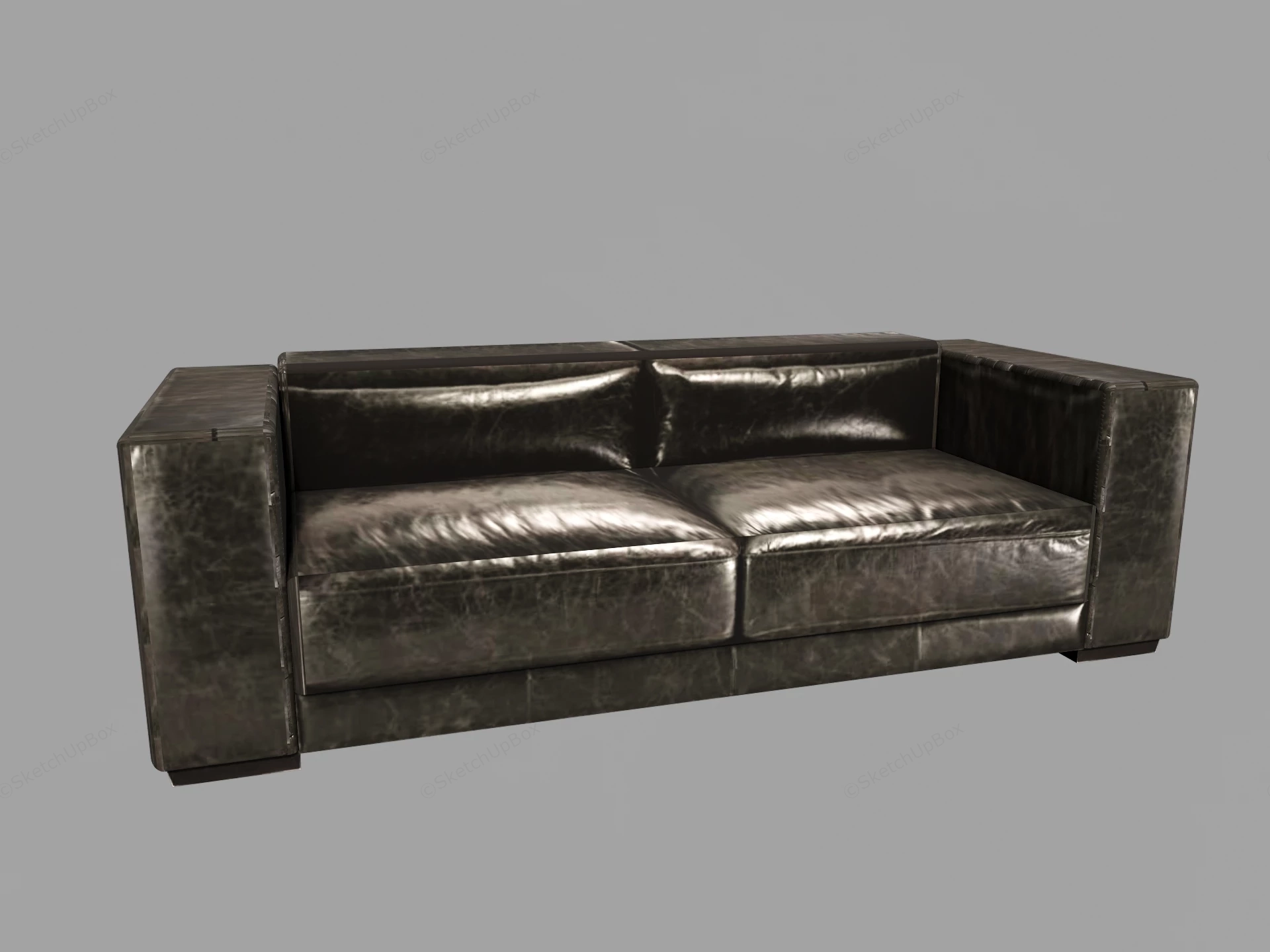 Black Leather Loveseat sketchup model preview - SketchupBox