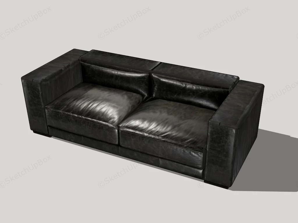 Black Leather Loveseat sketchup model preview - SketchupBox