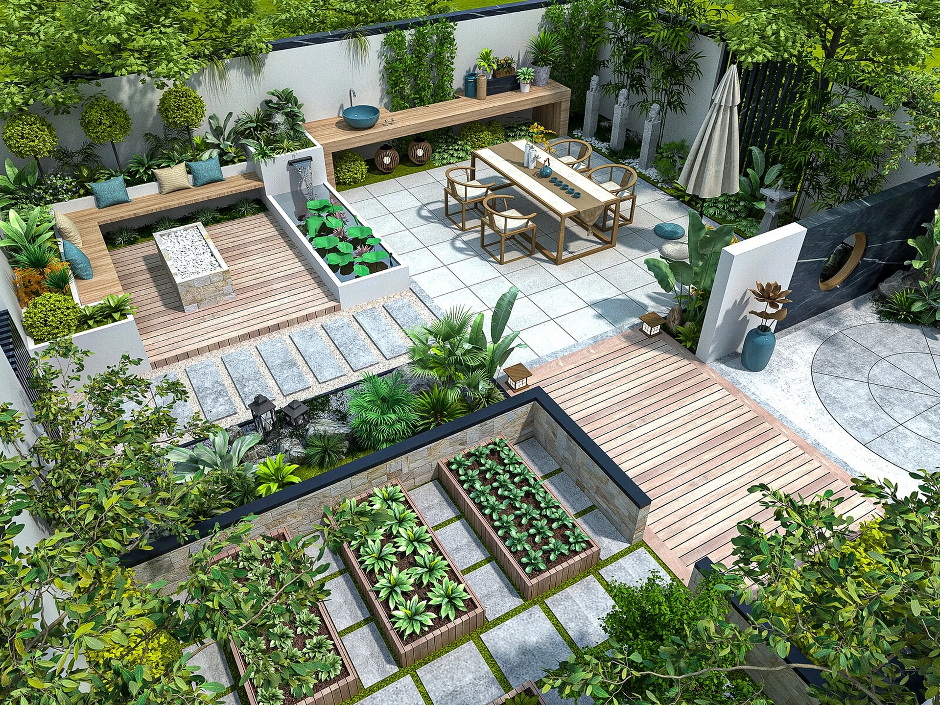 BackYard Patio Landscaping Ideas sketchup model preview - SketchupBox