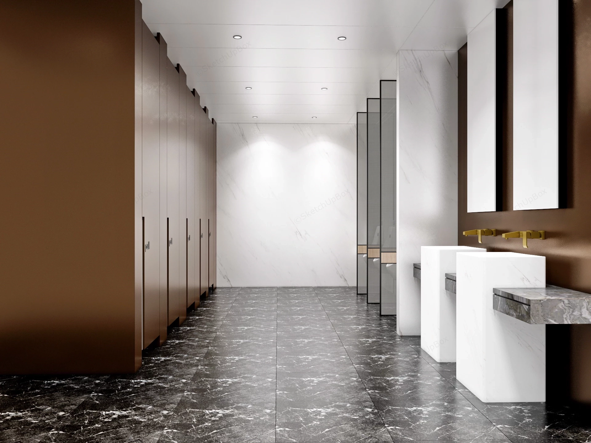 Male Public Restroom Design sketchup model preview - SketchupBox