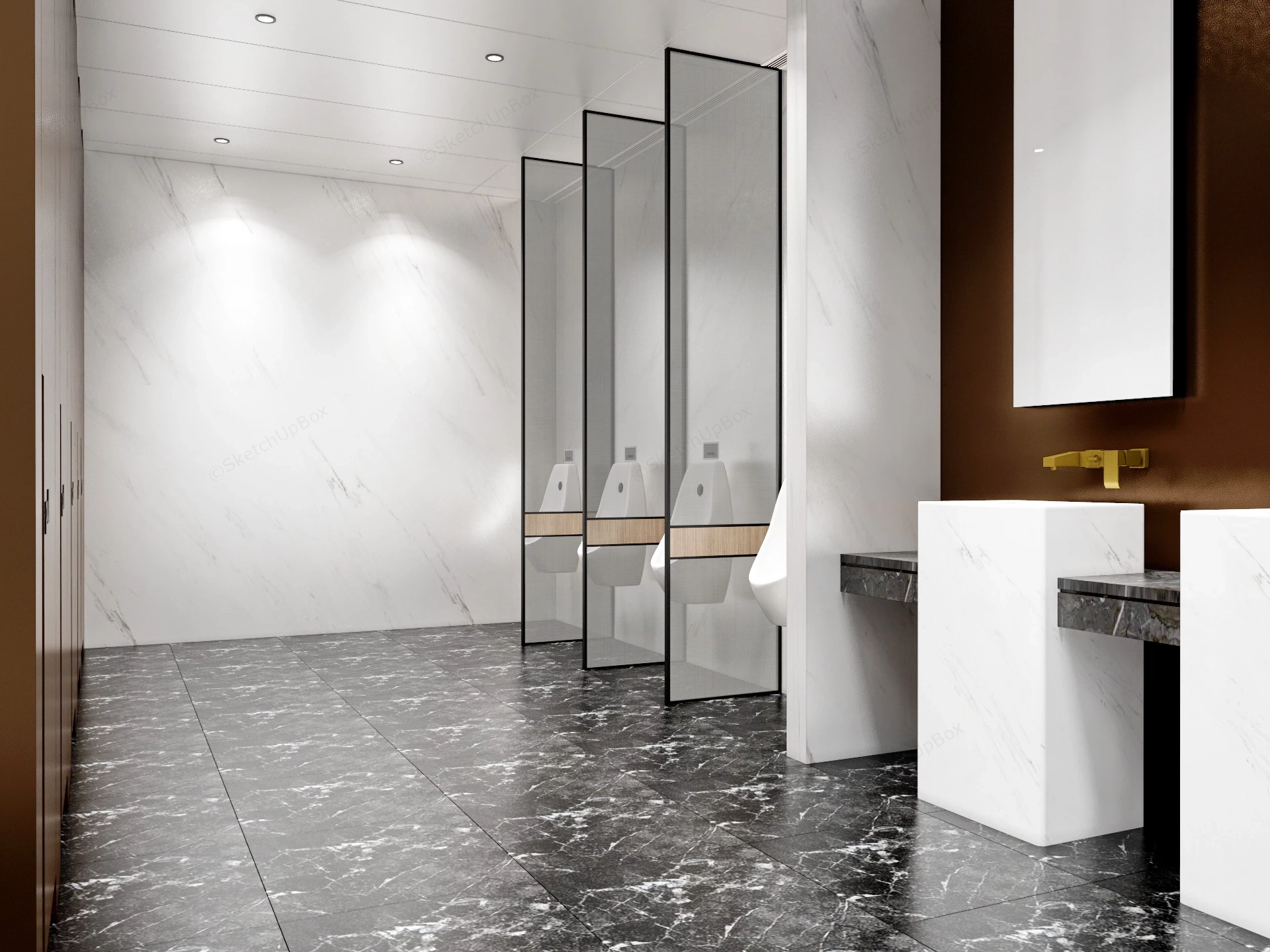 Male Public Restroom Design sketchup model preview - SketchupBox