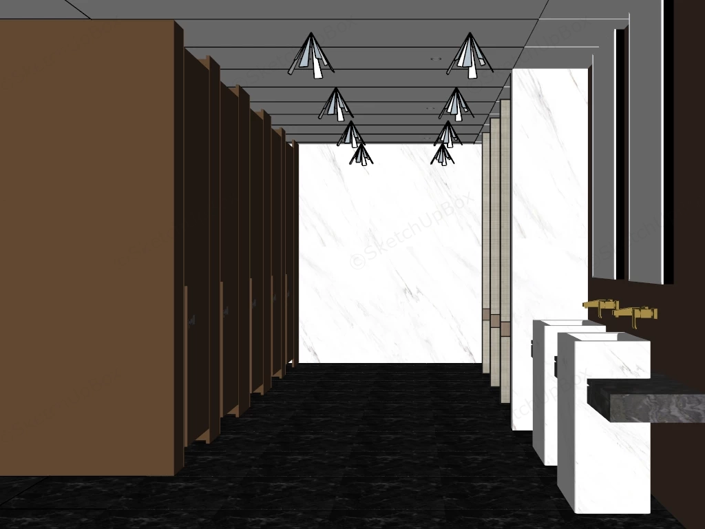 Male Public Restroom Design sketchup model preview - SketchupBox