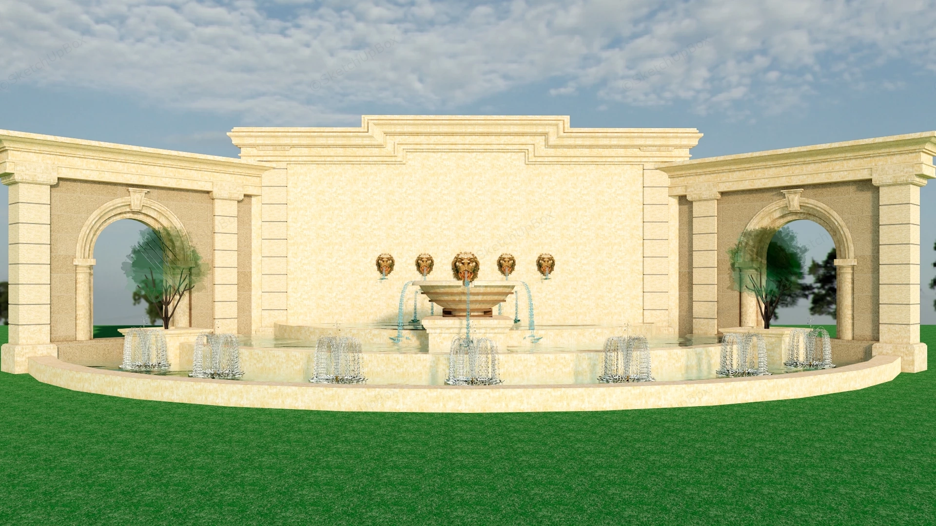 Beautiful Pond Fountain Ideas sketchup model preview - SketchupBox