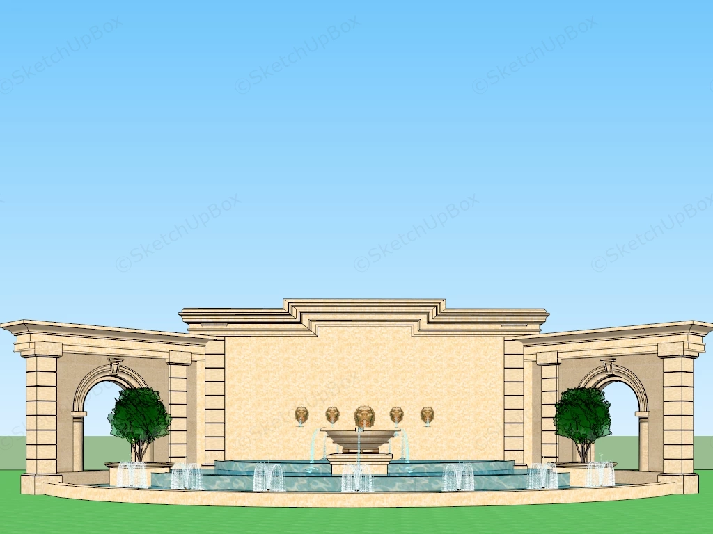 Beautiful Pond Fountain Ideas sketchup model preview - SketchupBox