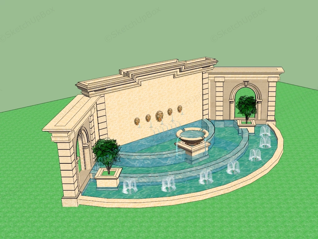 Beautiful Pond Fountain Ideas sketchup model preview - SketchupBox