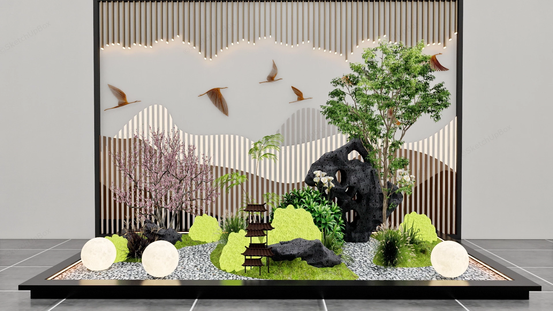 Small Chinese Courtyard Garden sketchup model preview - SketchupBox