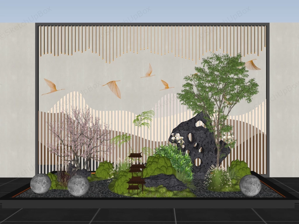 Small Chinese Courtyard Garden sketchup model preview - SketchupBox