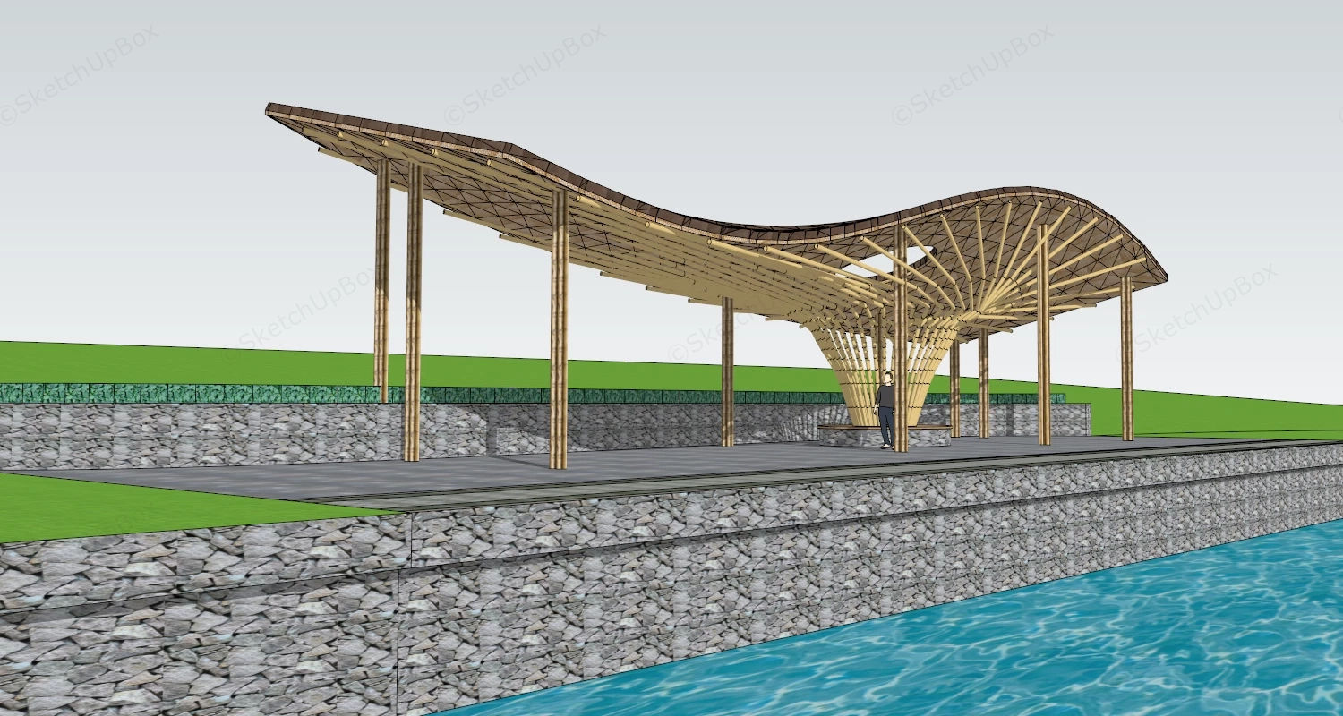 Curved Bamboo Shade Structure sketchup model preview - SketchupBox