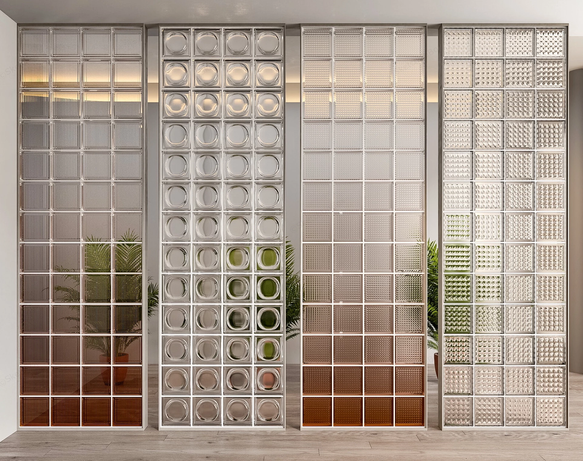 Modern Glass Panel Room Divider Design sketchup model preview - SketchupBox