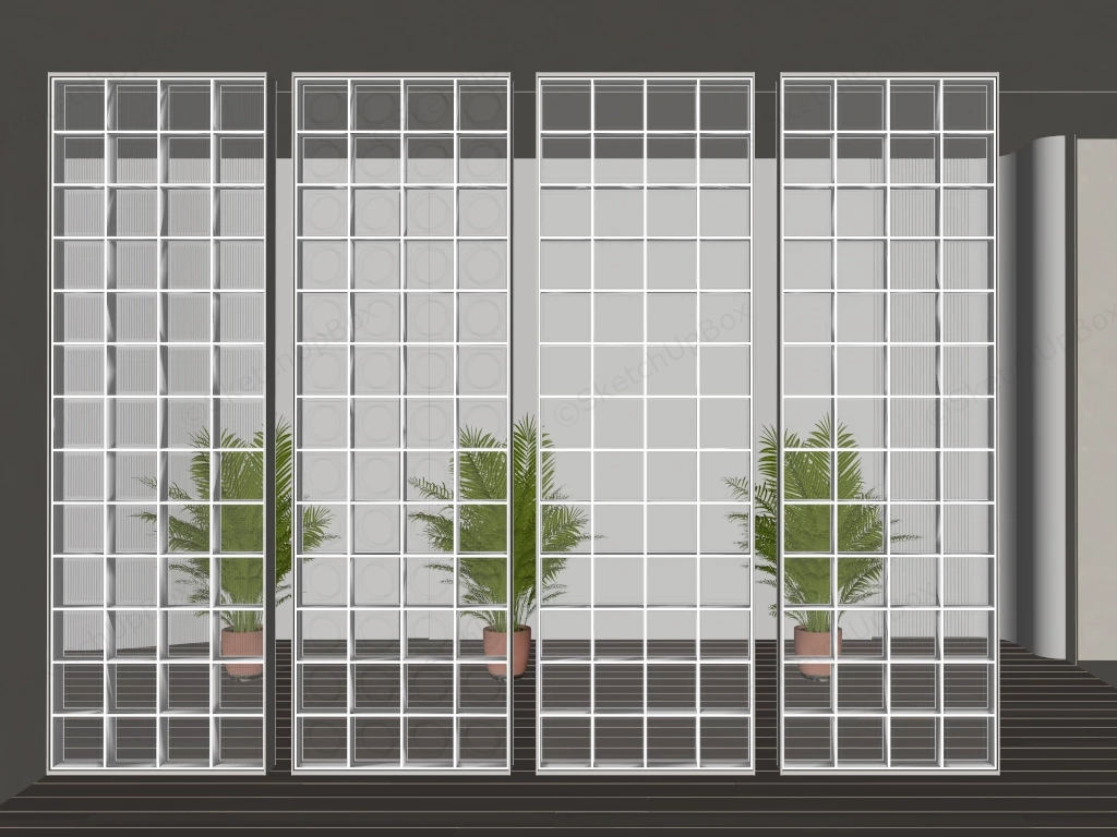 Modern Glass Panel Room Divider Design sketchup model preview - SketchupBox
