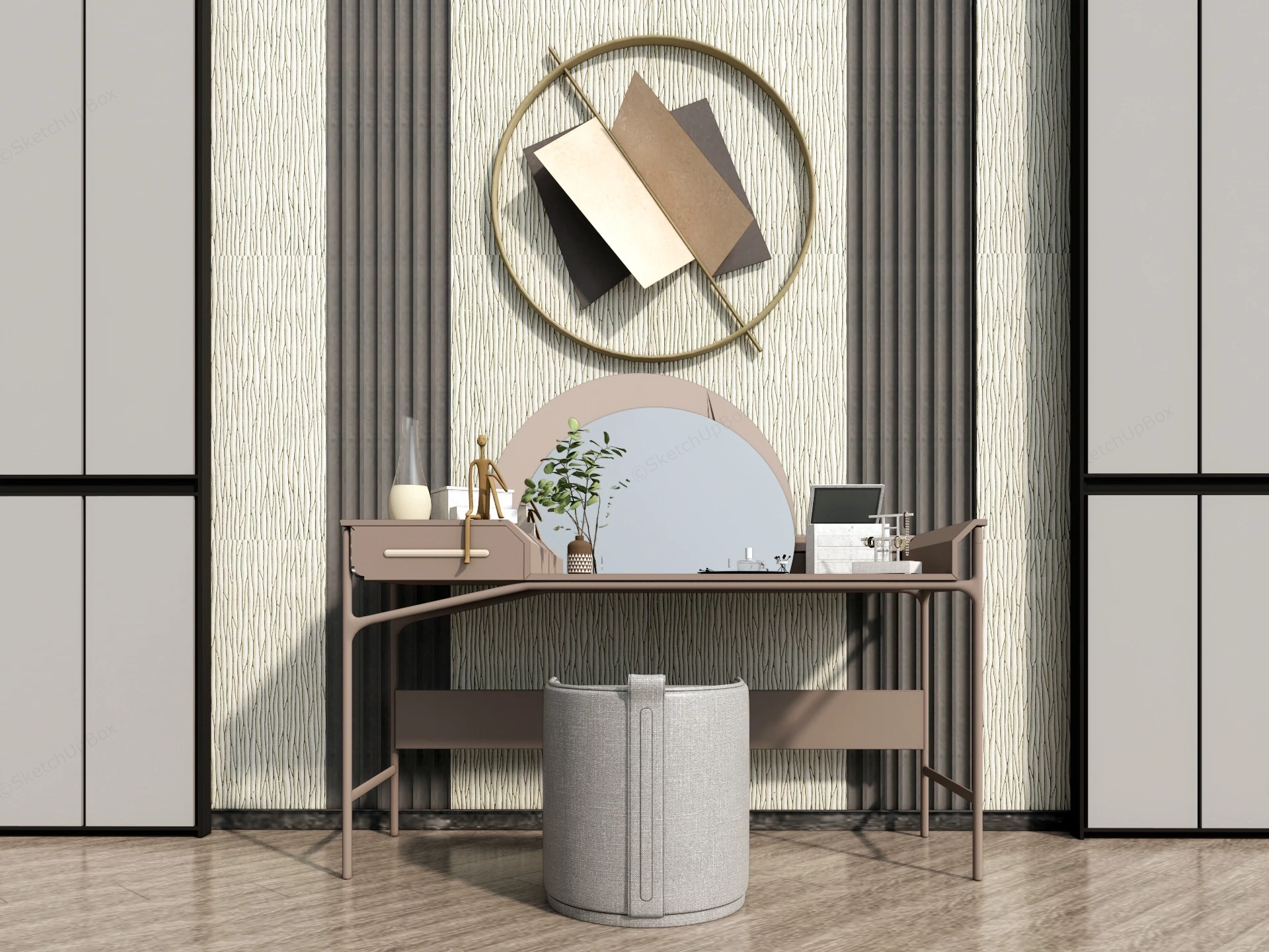 Minimalist Makeup Vanity Set sketchup model preview - SketchupBox
