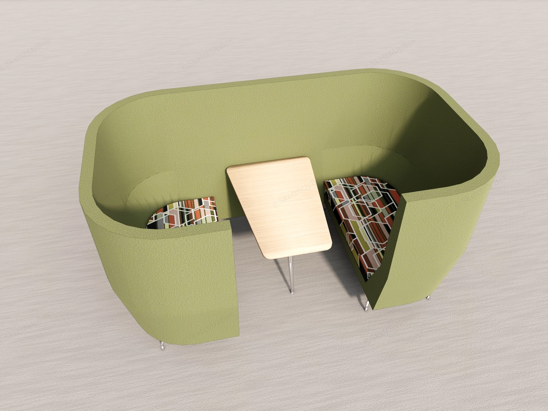 U Shape Booth Restaurant Seating sketchup model preview - SketchupBox