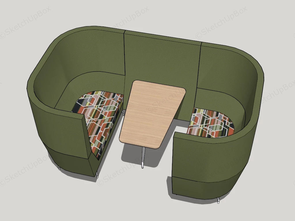 U Shape Booth Restaurant Seating sketchup model preview - SketchupBox